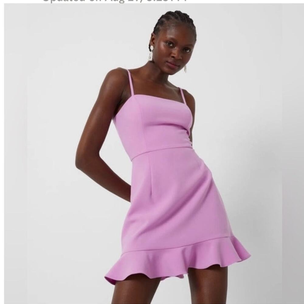 NWT French Connection Pink Violet Whisper Frill Hem Women’s Dress Size 6